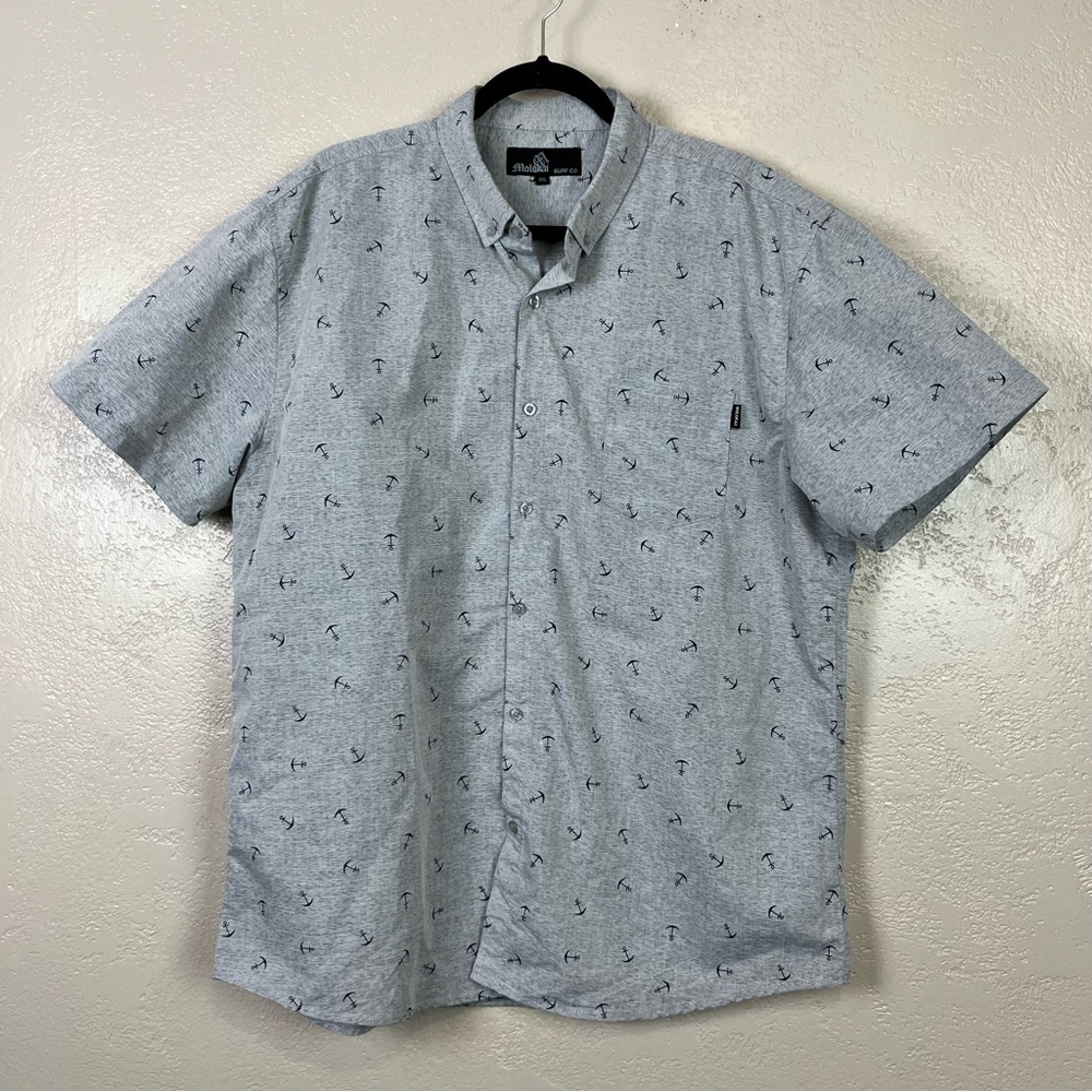 5 for $30 Molokai Surf Co Shirt‎ Mens XXL Gray  Shortsleeve Button Up Casual